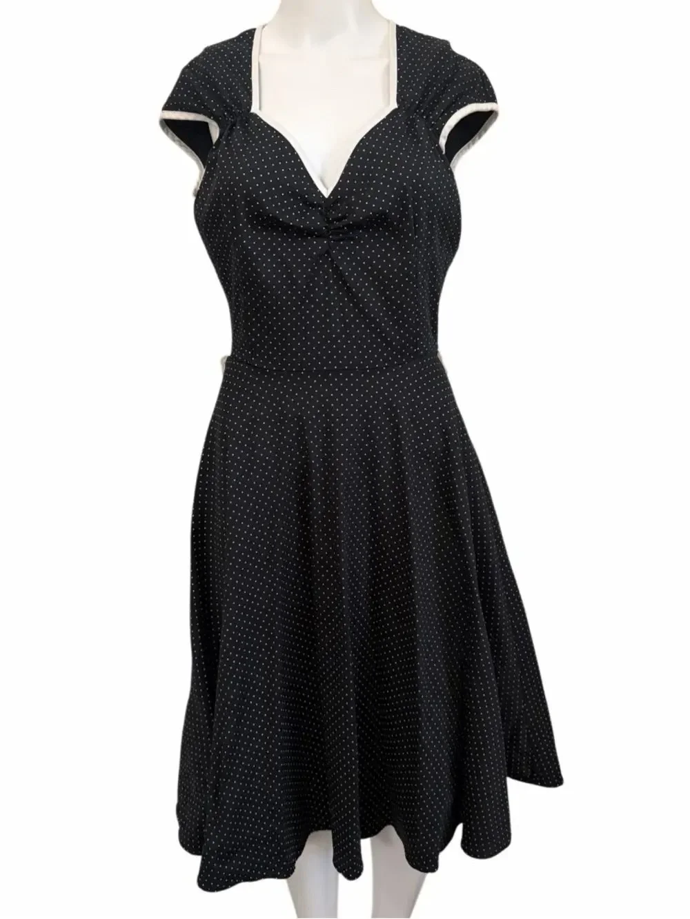 Pinup Couture Classic Black Polka Dot Fit-and-Flare Dress Size Medium